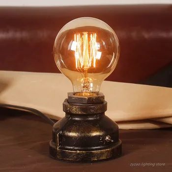 Fier De Artă Tub Loft Edison Led-Uri Lampa De Birou În Ochi Industria De Protecție Vintage Cadou Tabelul Lumini De Cafea Bar Conductă De Apă Robot Lampă De Masă