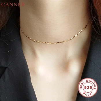 Real Pur 925 Lanț de Argint Colier pentru Femei de Culoare de Aur Link-ul Lanț Cravată Colier Feminin Bijuterii C40