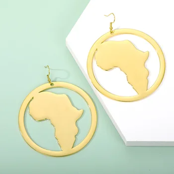 African Harta Cercei Mari Pentru Femei Exagera Mai Mari Cercei Din Otel Inoxidabil De Culoare De Aur Africa Ornamente Etnice Tradiționale Cadou