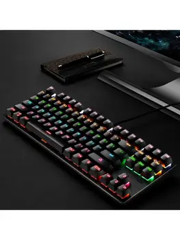 Tastatură mecanică 87 de Taste Comutator cu Fir Gaming, Tastaturi cu Iluminare RGB