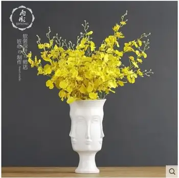 Alb Nordic ceramice creatoare a omului față vaza oală acasă decorare accesorii meserii cameră decor Vintage Art vaze de flori