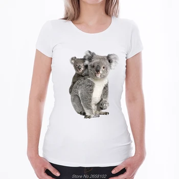 Drăguț Koala Tipărite Femei Cu Maneci Scurte T-Shirt De Vara De Top Rece O-Gât De Cauzalitate Moda Harajuku Tricou Streetwear