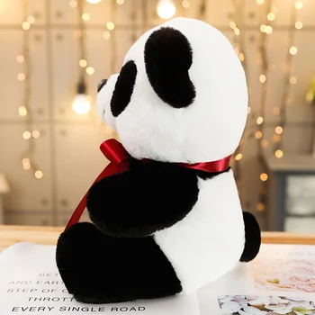 25-45cm Drăguț Urs Panda Cu Fundita de Pluș Jucarii Moale Animale de Desene animate Negru Și Alb Panda de Pluș Papusa Copii Fată Băiat Cadouri