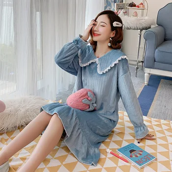 Fleece Coral Princess Cămașă De Noapte De Iarna Pentru Femeie Pijamale Flanel Cald Cămașă De Noapte Sexy Kimono-Halat De Baie Pierde Acasă Halat