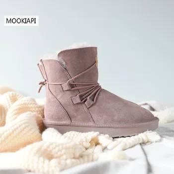 2019 Australia cele mai la modă dantelă sus cizme de zapada, real, piele, lână naturală, de cea mai înaltă calitate pantofi femei, livrare gratuita