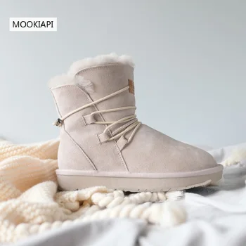 2019 Australia cele mai la modă dantelă sus cizme de zapada, real, piele, lână naturală, de cea mai înaltă calitate pantofi femei, livrare gratuita