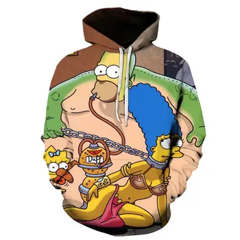 Toamna 3d Imprimate Desene animate Bărbați Hoodie Homer Simpson Și Fiul Său Anime Drăguț Copii Subțire Hanorac cu Glugă