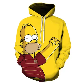 Toamna 3d Imprimate Desene animate Bărbați Hoodie Homer Simpson Și Fiul Său Anime Drăguț Copii Subțire Hanorac cu Glugă