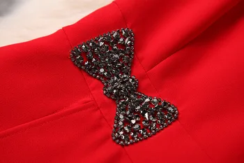 Femei Primavara-Vara Rochie Nouă Hepburn Stil a-line Rochie Tricot Femei fără Mâneci Diamant Bow Stand Guler Rochie de Petrecere