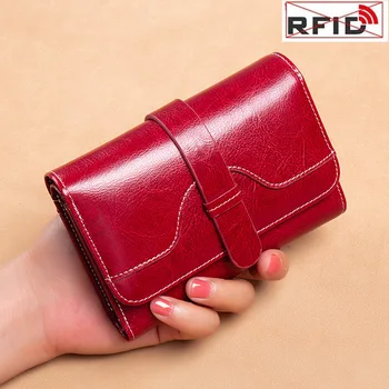 De înaltă Calitate Femei din Piele Portofel de sex Feminin Scurt, RFID Anti-Furt Suport Card de portofel Portofele pentru Femei de Moda