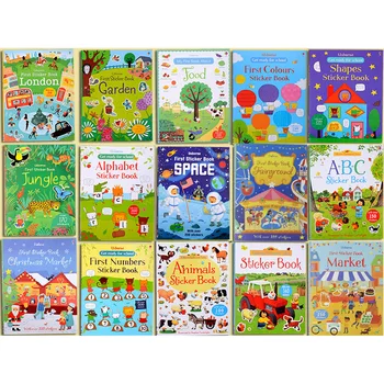 A4 copii desene animate cărți autocolant/dimensiuni mari autocolante reutilizabile de animale Junglă/printesa/piața de limba engleză de învățare de învățământ