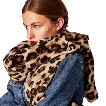 Toamna iarna leopard de imprimare cașmir cald îngroșa eșarfă șal Femei Lung Șal de Lână Moale Gât Lung eșarfe pentru femei la modă