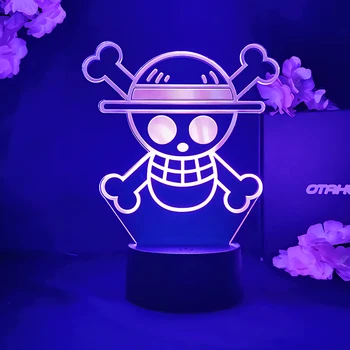 Anime ONE PIECE LOGO Copii Lumina de Noapte Rece de Birou 3d Lampa Cadou Led cu Senzor Tactil Colorat Veioza pentru Dormitor Copil Decor