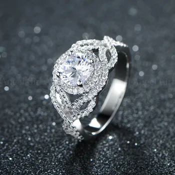 YVV46 S925 Argint zircon set doamna inel femei propunere de nunta inel de logodna