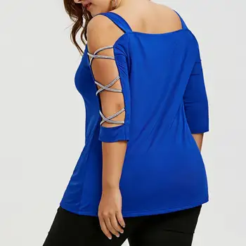 Plus Dimensiune Bluza pentru Femei de Îmbrăcăminte Casual, O-Neck Femei Bluza 2019 Vara Cruce Badage Jumătate Maneca Bluza Marime Mare Topuri Tricou blusas