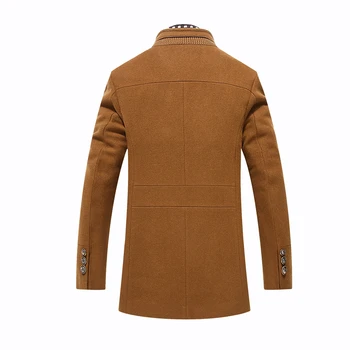De Iarnă din 2018 Bărbați Haină de Lână Lung Gros Sacou Cald Haină de Lână Cu Detasabila Esarfa Casual Slim Trench Jacket Jacheta Palton