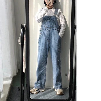 HWLZLTZHT Femei Blugi de Moda Femme Vrac Solid Buzunare Salopete Denim Pantaloni Primavara-coreean Vintage Casual Pantaloni Streetwear
