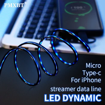 Strălucire de Iluminat cu LED de Încărcare Rapidă de Date de Sincronizare USB de Tip C Cablu Telefon Cablu USB C Micro Incarcator Cablu de Sârmă pentru iPhone Huawei Samsung