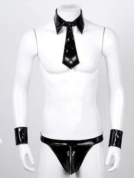 Barbati Sexy Cosplay Ofițer De Poliție Erotic Costum De Piele De Brevet Set De Lenjerie Halloween Adulti Uniformă De Polițist Gay Lenjerie