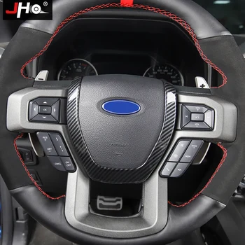 JHO ABS Carbon Cereale Claxonului de pe Volan Decor Capac Ornamental Pentru Ford F150 RAPTOR 2017-2019 2018 XLT XL Arcan Accesorii de Interior
