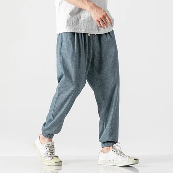 Lenjerie de pat din bumbac pentru Bărbați Pantaloni de Streetwear Jogging Pantaloni Barbati de Moda 2020 Primavara-Vara Solid Pantaloni Harem de Bărbați de Mari Dimensiuni 5XL