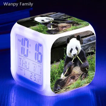 Panda Ceas Deșteptător Stralucitoare LED-uri de Culoare Schimbare Ceas cu Alarmă Digital cu ecran Mare Multifunctio Touch Sensing Ceas