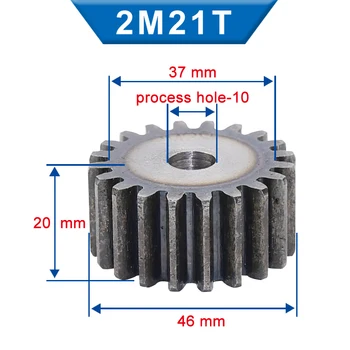 1 Bucată spur Gear 2M21Teeth dur Gaură de 10 mm cu motor unelte 45#oțel carbon Material de Înaltă Calitate pinionului Înălțime Totală de 20 mm