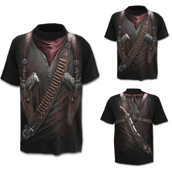Men ' s t-shirt, o-neck Vest Cowboy 3D Print Short Sleeve Top