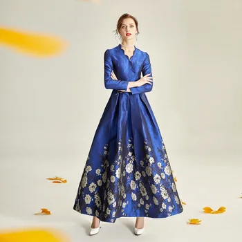 Atelier de croitorie personalizate albastru mare demnă rochie mama miresei rochii plus dimensiune rochie de invitati de nunta rochie de brocart rochie