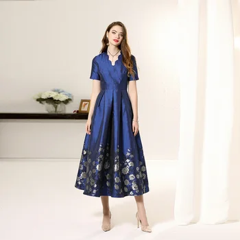 Atelier de croitorie personalizate albastru mare demnă rochie mama miresei rochii plus dimensiune rochie de invitati de nunta rochie de brocart rochie