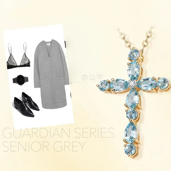 Naturale Topaz Albastru Pandantiv Colier Pentru Femei cu Aur de 18k Culoarea Naturală piatră prețioasă la modă Elegant Pandantiv cruce S925 bijuterii Fine
