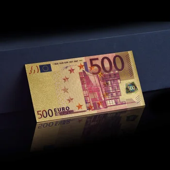 Set din Metal de Culoare Aur Placat cu BANCNOTE EURO 8 buc 5, 10, 20, 50, 100, 200, 500 Euro,Un Milion de Aur a Bancnotelor
