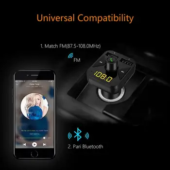 KORSEED USB Încărcător Wireless Bluetooth Car Kit Transmitator FM modulator Handsfree Carkit Audio Radio Music Player Mp3 pentru Telefon