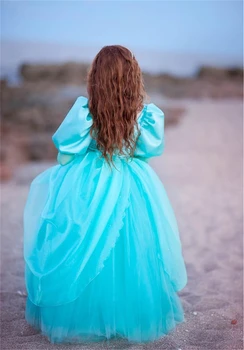 Noua Petrecere Mica Sirena Costum De Crăciun Pentru Copii Fete De Lux Printesa Ariel Rochie Maneca Lunga Verde Elegante Rochii De Bal