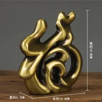 Caligrafie chineză Fu Vintage din Metal Craft Norocos Binecuvântare masa Decor de Masă Ambarcațiuni Decor de Birou Birou Figurina Ornamente Acasă GY037