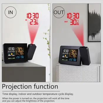 Alarmă cu LED-uri de Proiectie Ceas cu Termometru Higrometru Wireless Statie Meteo Ceas Digital Amânare Birou de Proiect Radio Ceas