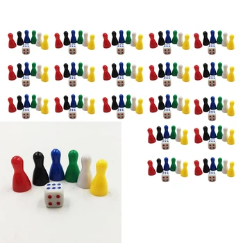 120 Buc Piese Colorate Pion de Șah, Piese de Plastic &20 Buc Zaruri Set de Bord, Jocuri de cărți