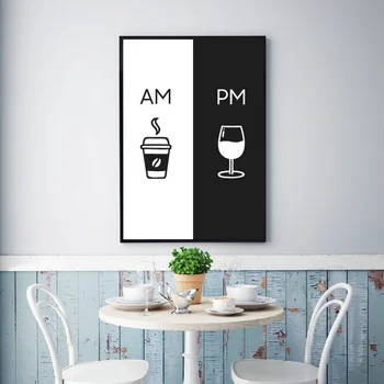 Arta de perete Panza Pictura Acasă Decor Modern Imagine Sunt Cafea PM Vinul Semn de Imprimare Bucătărie Restaurant Poster Modulare Stil Nordic