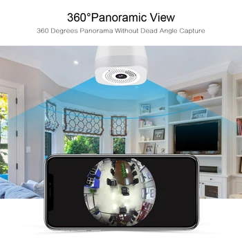 360° LED-uri Bec 1080P Două Moduri Audio Wireless Panoramic de Securitate Acasă de Securitate WiFi CCTV Fisheye Bec Lampa de Camera IP