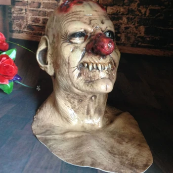 Zombie înfricoșător Mască de Latex Nas Roșu Cosplay Fata Complet Groază Mascarada Adult Partid-Fantomă Masca pentru Halloween elemente de Recuzită de Teroare Masca de Fata