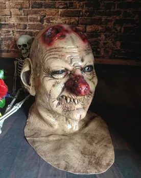 Zombie înfricoșător Mască de Latex Nas Roșu Cosplay Fata Complet Groază Mascarada Adult Partid-Fantomă Masca pentru Halloween elemente de Recuzită de Teroare Masca de Fata