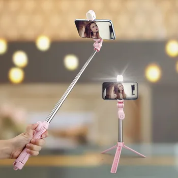 De călătorie Portabil Selfie Stick Monopod de Mână fără Fir Bluetooth Selfie Rod Pliabil Scalabile Monopied cu Umple Lampa Picătură navă
