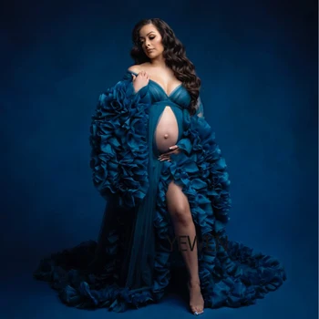 Personalizat Visiniu Formale Lung Femei V-Gât Mâneci Ruched Organza Rochii De Seara 2020 Maternitate Rochii De Petrecere YeWen