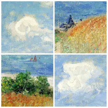 Claude Monet Moderne Impresionist Blue Sea Road Cer A4 A3 Printuri Originale Cabana Peisaj Panza Picturi In Ulei Arta De Perete