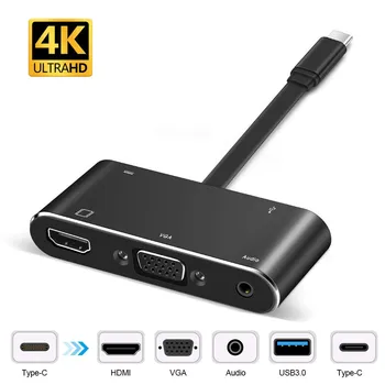 USB-C de Tip C la HDMI Adaptor HUB 5 in 1 cablu VGA Cablu Audio PD Convertor USB 3.0