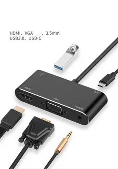 USB-C de Tip C la HDMI Adaptor HUB 5 in 1 cablu VGA Cablu Audio PD Convertor USB 3.0