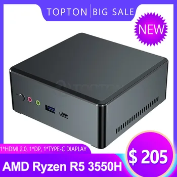 Topton Upgrade de la Versiunea AMD Ryzen R5 3550H R7 2700U Mini Calculator Vega Grafic 2*DDR4 Windows 10 Pro Tip-C HDMI 2.0 DP 3*Afișare