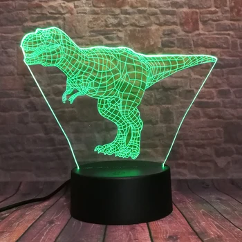 Noi Dominator 3D Tyrannosaurus Rex Dinozaur, Dragon Jurassic Park 7 Schimbare de Culoare Lumină de Noapte Băieți Decor Dormitor pentru Copii Ziua de nastere