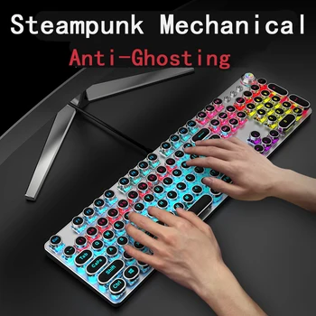 Punk Jocuri Mecanice Taste Multimedia Buton Steampunk Tastaturi panou de Metal pentru Laptop Desktop NE rusă Autocolant