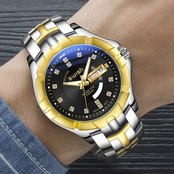 SWISH Lux Ceas de mână pentru Bărbați 2020 din Oțel Inoxidabil rezistent la apa Militare Cuarț Ceasuri Luminoase Sport Ceasuri de Montre Homme